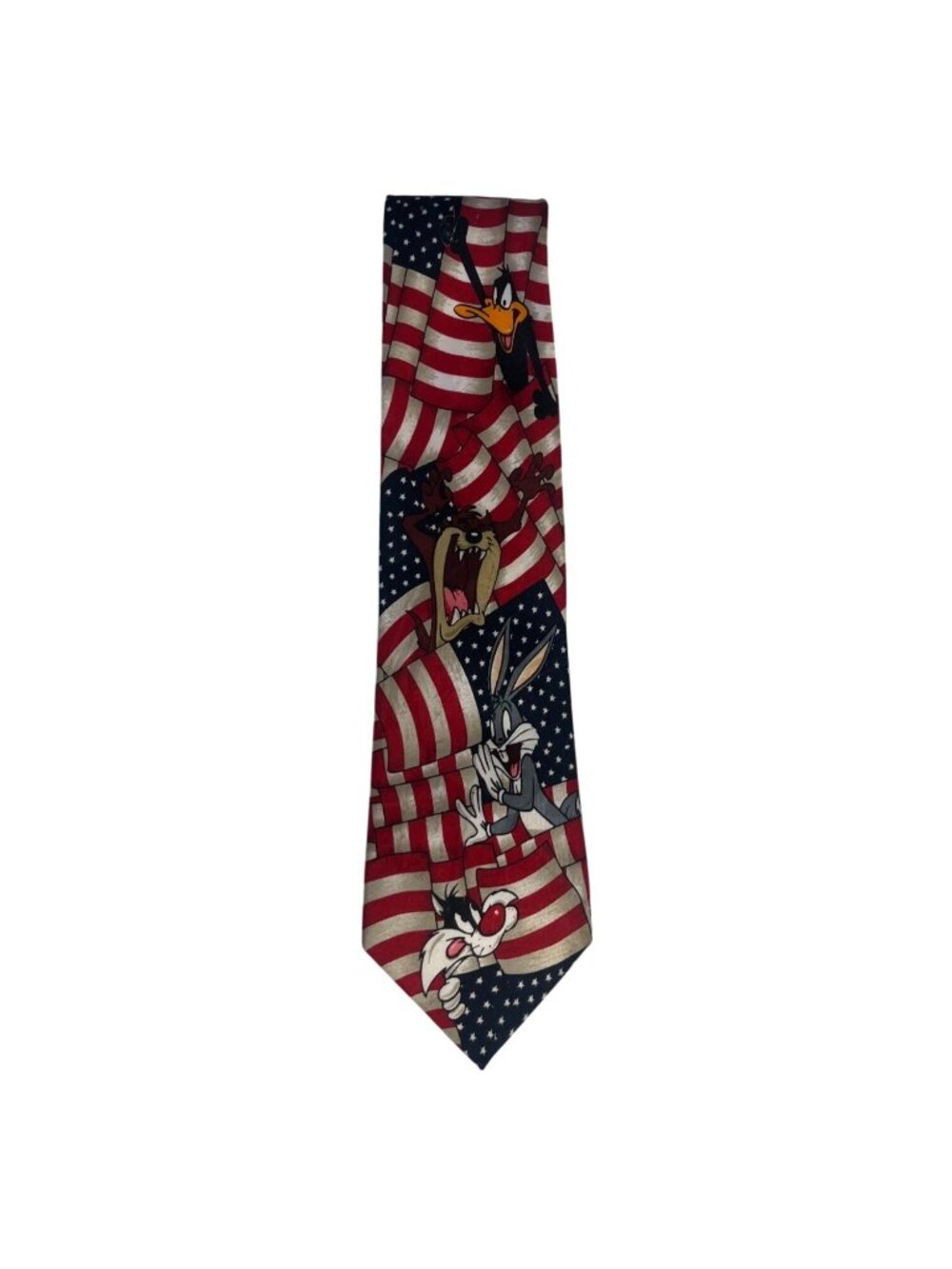 Looney Tunes Americana Neck Tie Bugs Bunny Taz 1995 Red Blue Patriotic